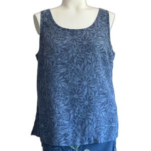 Tommy Bahama Silk Tank Top Blouse Blue M Medium